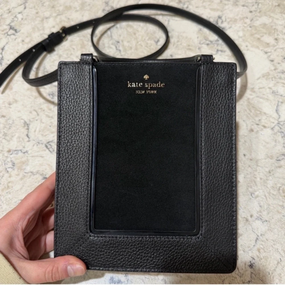 Kate Spade Lena Mini Tote Black Suede Leather Crossbody Bag NWT KI886 $389